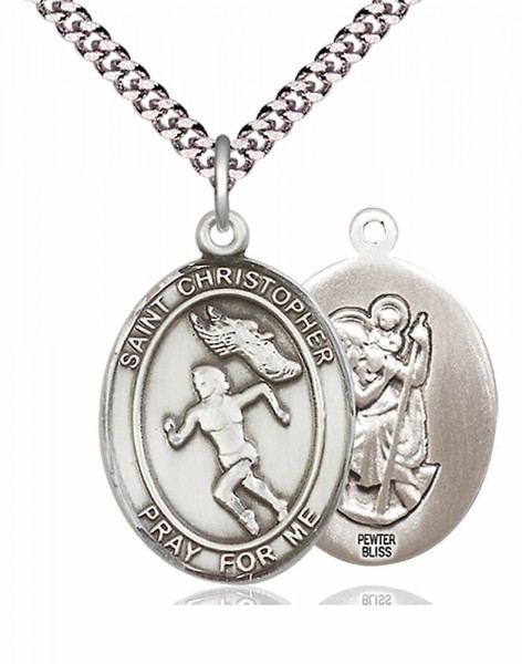 Women's St. Christopher Track and Field Medal - Pewter
