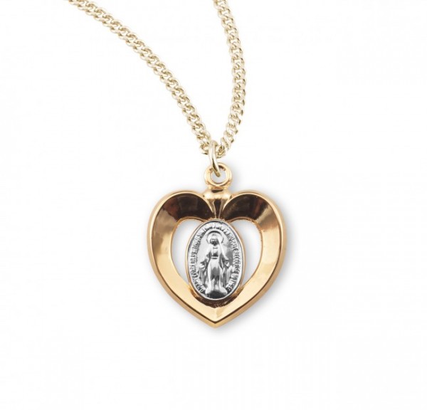 Girl's Two-Tone Miraculous Heart Necklace - Gold | Silver