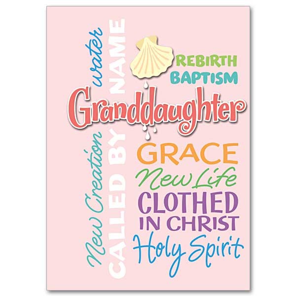 Granddaughter Baptism Greeting Card - Pink