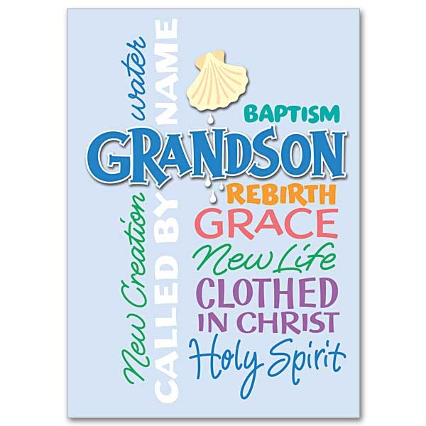 Grandson Baptismal Greeting Card - Blue