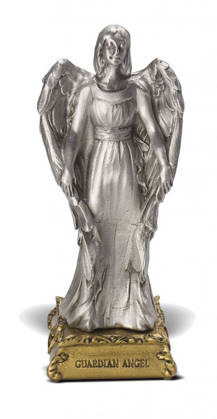 Guardian Angel Pewter Statue 4 Inch - Pewter