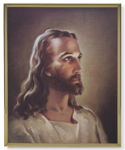 Head of Christ by Sallman Gold Frame Plaque - 2 Sizes - Full Color
