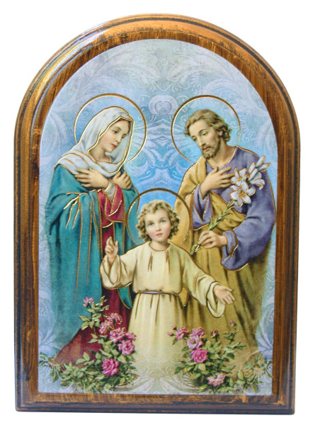 Holy Family 3.75x5.25 Arched Wood Plaque - Full Color