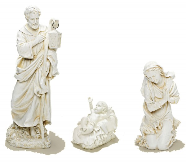 Holy Family Nativity Three-piece Set, 27.5 inches - Natural Stone