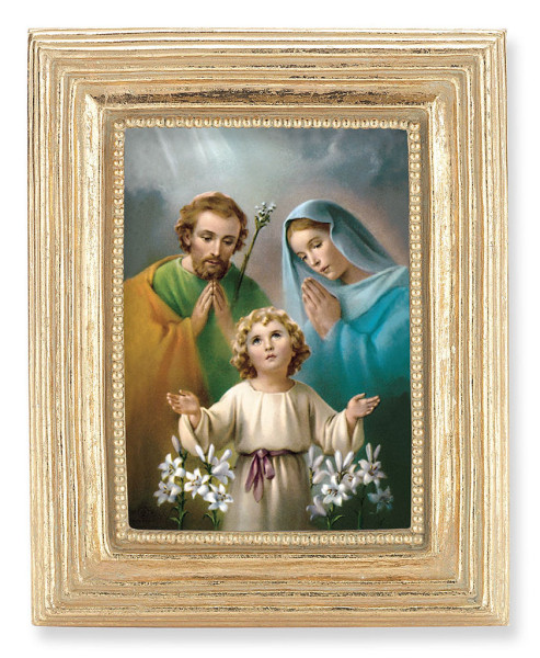 Holy Family Print by Simeone 2.5x3.5 Print Under Glass - Gold