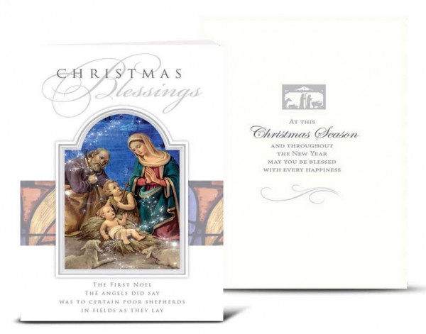 Holy Family Stained Glass Window Christmas Card Set - Full Color