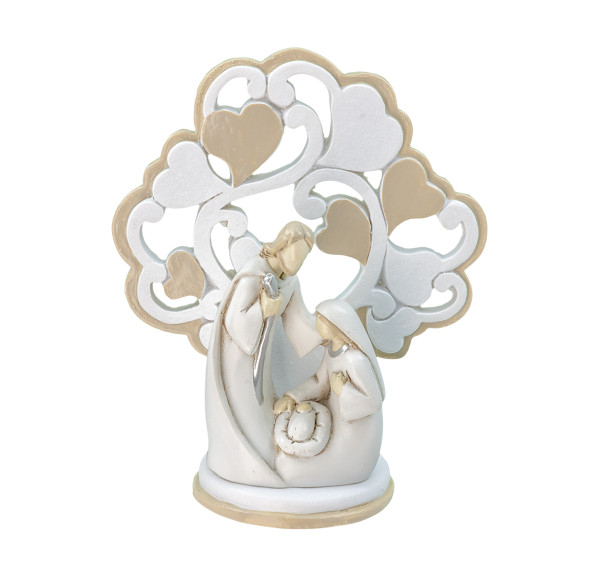 Holy Family Tree of Life with Hearts - White | Gold