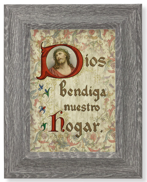 House Blessing (Spanish) 7x9 Gray Oak Frame - Gray