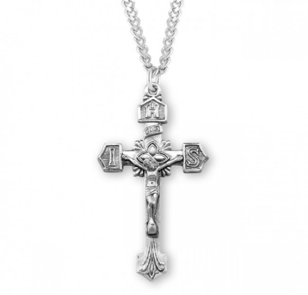 IHS Tip Men's Crucifix Necklace - Sterling Silver
