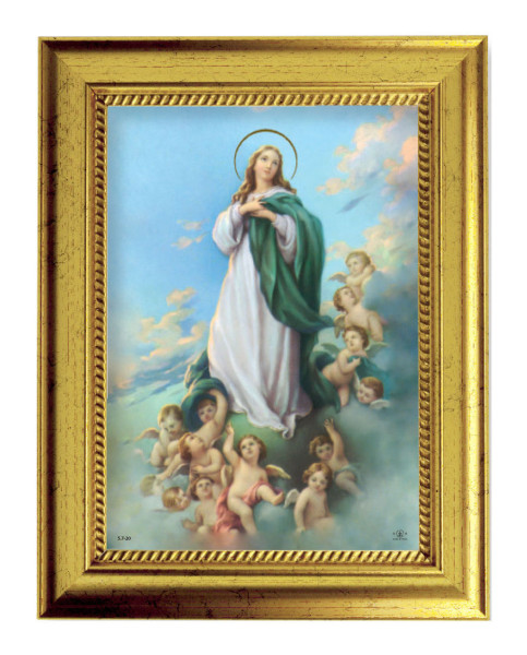 Immaculate Conception 5x7 Print in Gold-Leaf Frame - Full Color