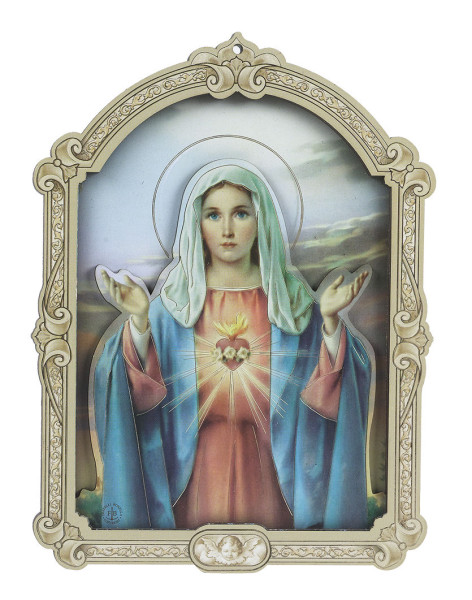 Immaculate Heart 6.5x9 Dimensional Wood Plaque - Full Color