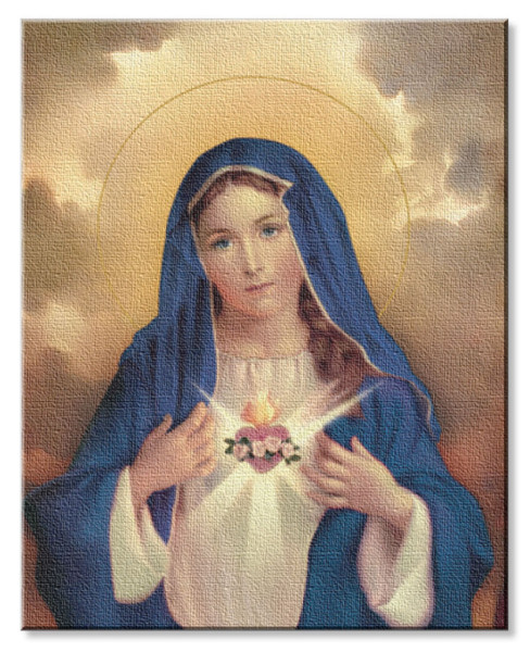 Immaculate Heart of Mary 8x10 Stretched Canvas Print - Full Color