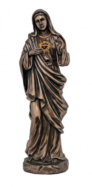 Immaculate Heart of Mary Statue,  11 Inches - Bronze