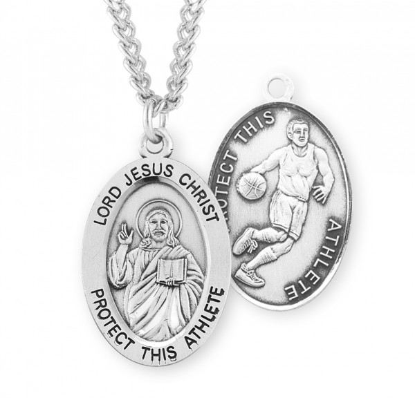 Jesus Protect this Basketball Athlete Medal Boys - Sterling Silver