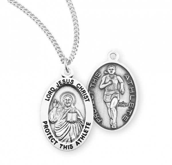 Jesus Protect this Track Athlete Medal Girl - Sterling Silver