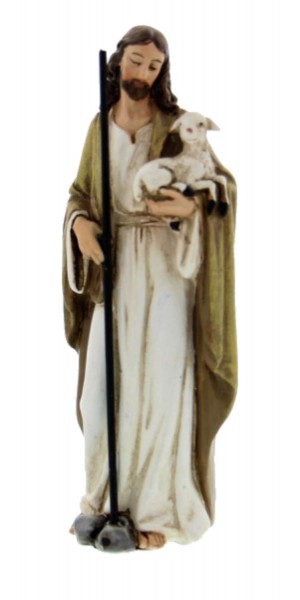 Jesus the Good Shepherd Statue 4&quot; - Multi-Color Browns