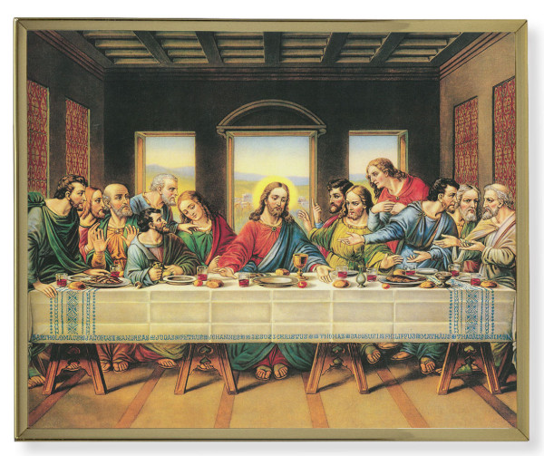 Last Supper Gold Frame 8x10 Plaque - Full Color