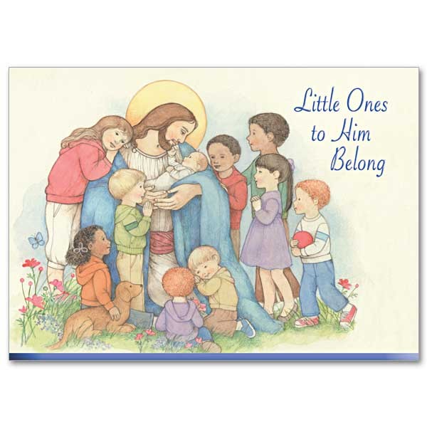 Little Ones to Him Belong Baptism Prayer Greeting Card - Multi-Color