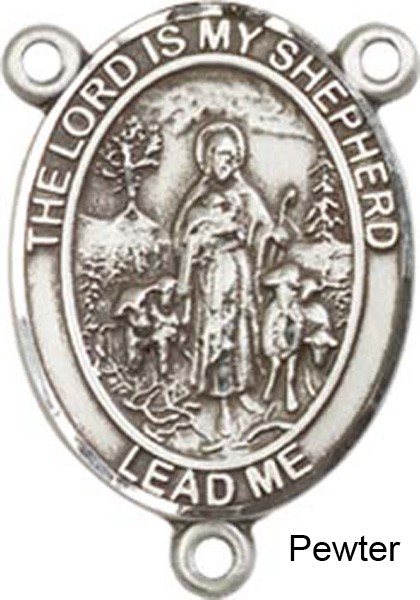 Lord is My Shepherd Rosary Centerpiece Sterling Silver or Pewter - Pewter