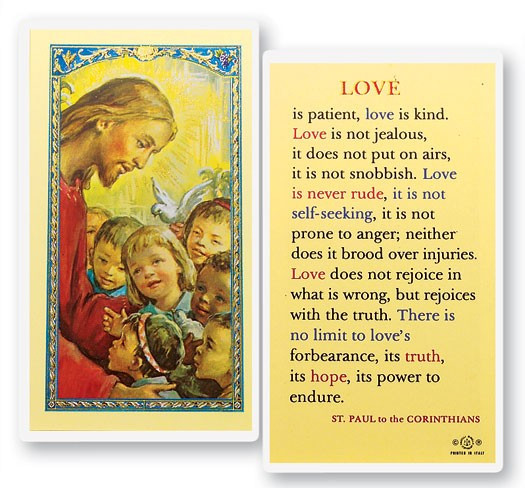 Love Is Patient St. Paul Laminated Prayer Card - 1 Prayer Card .99 each
