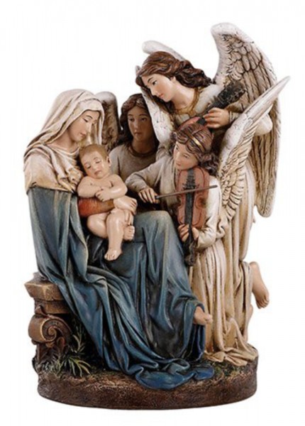 Madonna and Child with Angels Statue 7&quot; High - Full Color