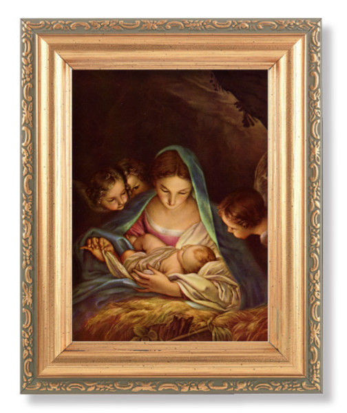 Mary and Jesus with Angels by Nacht 4x5.5 Print Under Glass - Full Color
