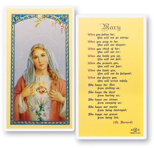Mary When You Follow Her Laminated Prayer Card - 1 Prayer Card .99 each
