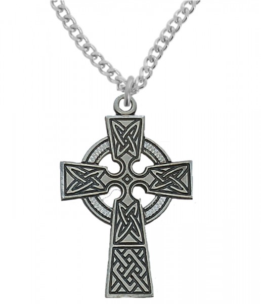 Men's Celtic Cross Pendant Sterling or Pewter - Pewter