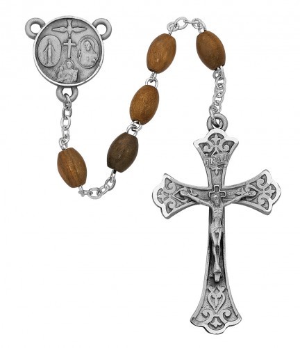 Men's Four Way Olive Wood Rosary - Brown