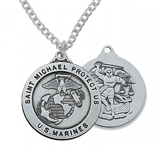 Men's Marines Saint Michael Medal Sterling Silver of Pewter - Pewter