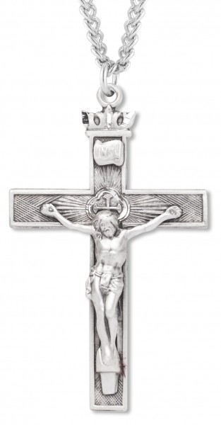 Men's Textured Crucifix with Crown Top - Sterling Silver
