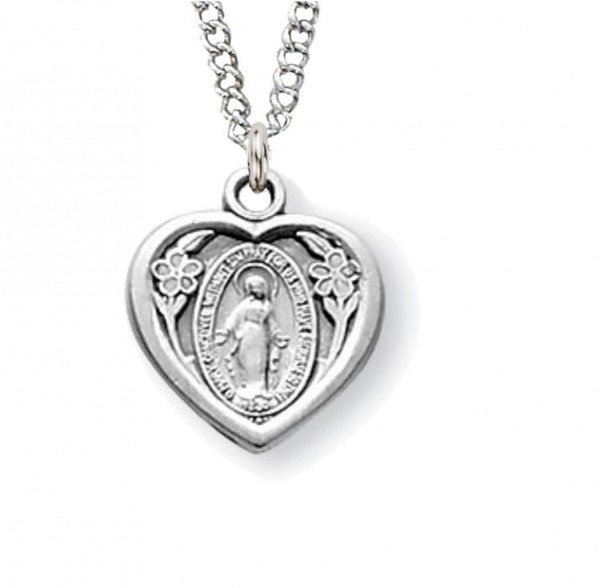 Child Size Heart Miraculous Baby Medal - Sterling Silver
