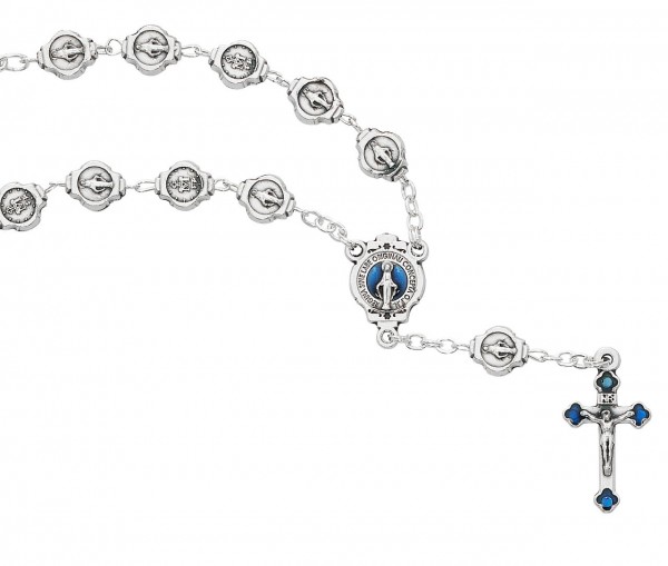 Miraculous Metal Auto Rosary - Silver