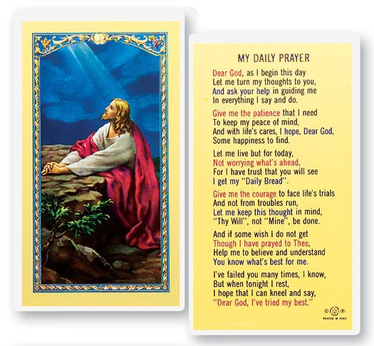 My Daily Laminated Prayer Card - 1 Prayer Card .99 each