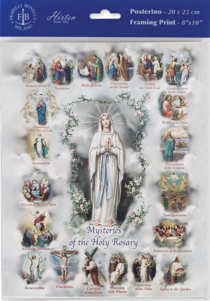 Mysteries of the Rosary Print - Sold in 3 per pack - Multi-Color
