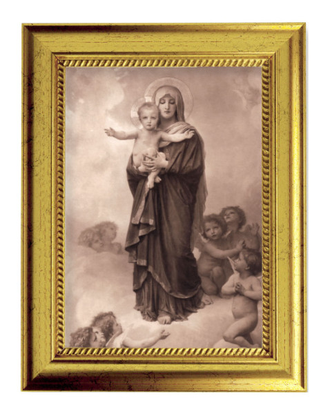 Notre Dame des Anges by Bouguereau 5x7 Print in Gold-Leaf Frame - Full Color