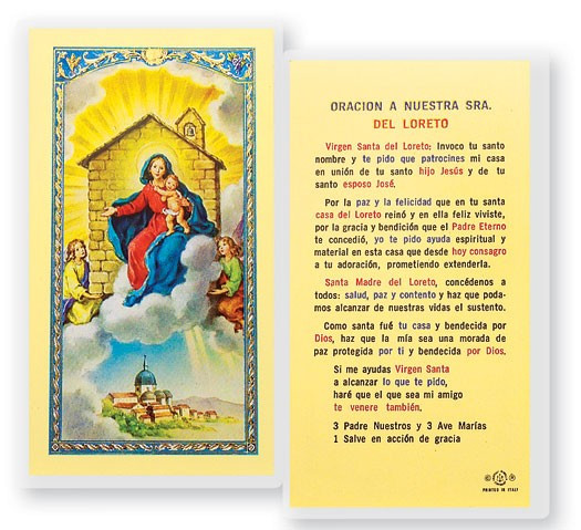 Oracion A Nuestra Senora Loreto Laminated Spanish Prayer Card - 1 Prayer Card .99 each