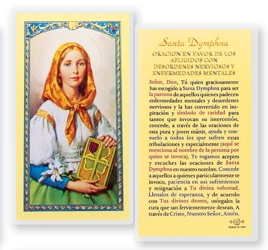 Oracion A Santa Dymphna Laminated Spanish Prayer Card - 1 Prayer Card .99 each