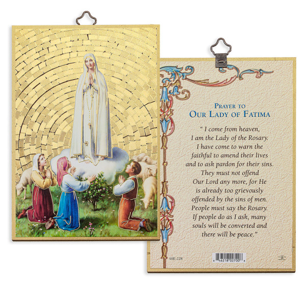 Our Lady of Fatima Prayer 4x6 Mosaic Plaque - Gold