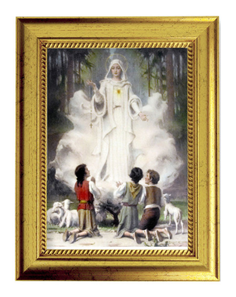 Our Lady of Fatima by Chambers 5x7 Print in Gold-Leaf Frame - Full Color