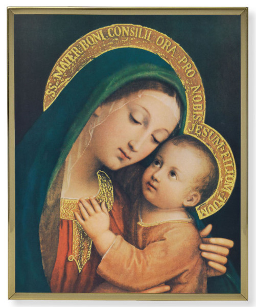 Our Lady of Good Counsel Gold Frame 11x14 Plaque - Full Color