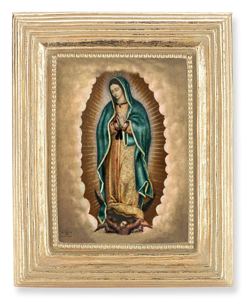 Our Lady of Guadalupe 2.5x3.5 Print Under Glass - Gold