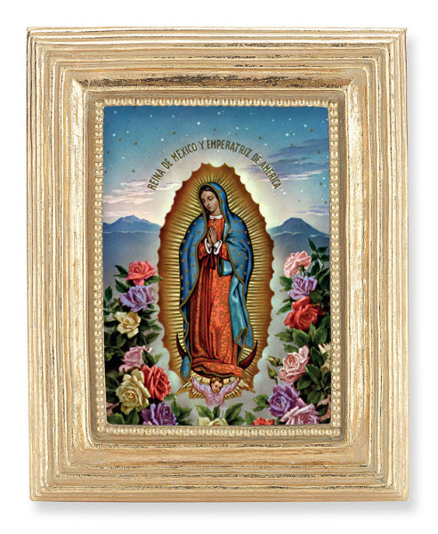 Our Lady of Guadalupe Reina de Mexico 2.5x3.5 Print Under Glass - Gold