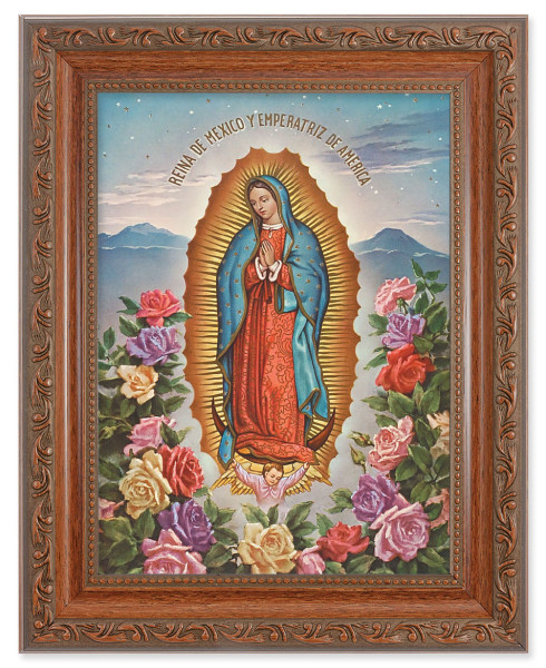 Our Lady of Guadalupe Reina de Mexico 6x8 Print Under Glass - #161 Frame
