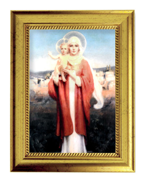 Our Lady of Jerusalem 5x7 Print in Gold-Leaf Frame - Full Color