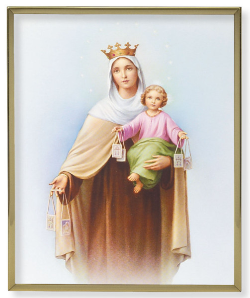 Our Lady of Mt. Carmel 8x10 Gold Trim Plaque - Full Color