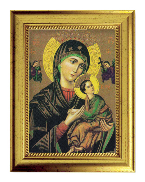 Our Lady of Perpetual Help 5x7 Print in Gold-Leaf Frame - Full Color