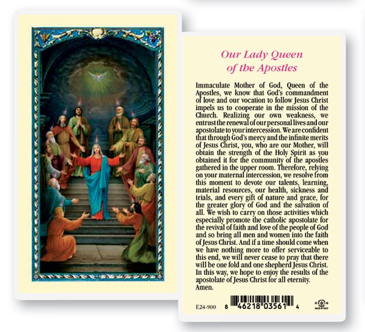 Our Lady Queen of The Apostles Laminated Prayer Card - 1 Prayer Card .99 each