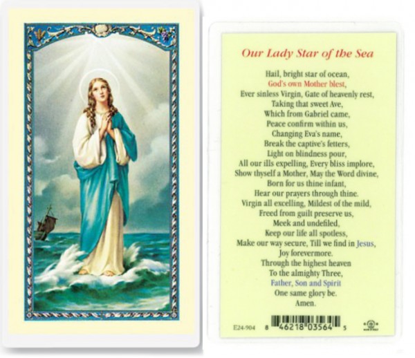 Our Lady Star of The Sea Laminated Prayer Card - 25 Cards Per Pack .80 per card