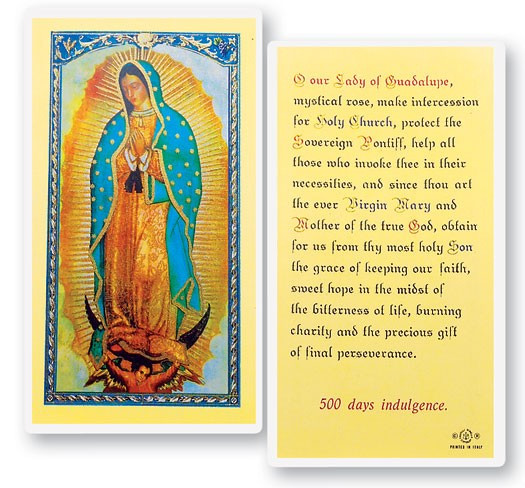 Our Lady of The Guadalupe Laminated Prayer Card - 1 Prayer Card .99 each